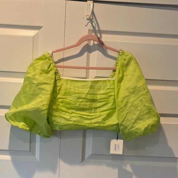 NWT: Sandro Blonville Balloon Sleeve Crop Top Size Large - Picture 7 of 11